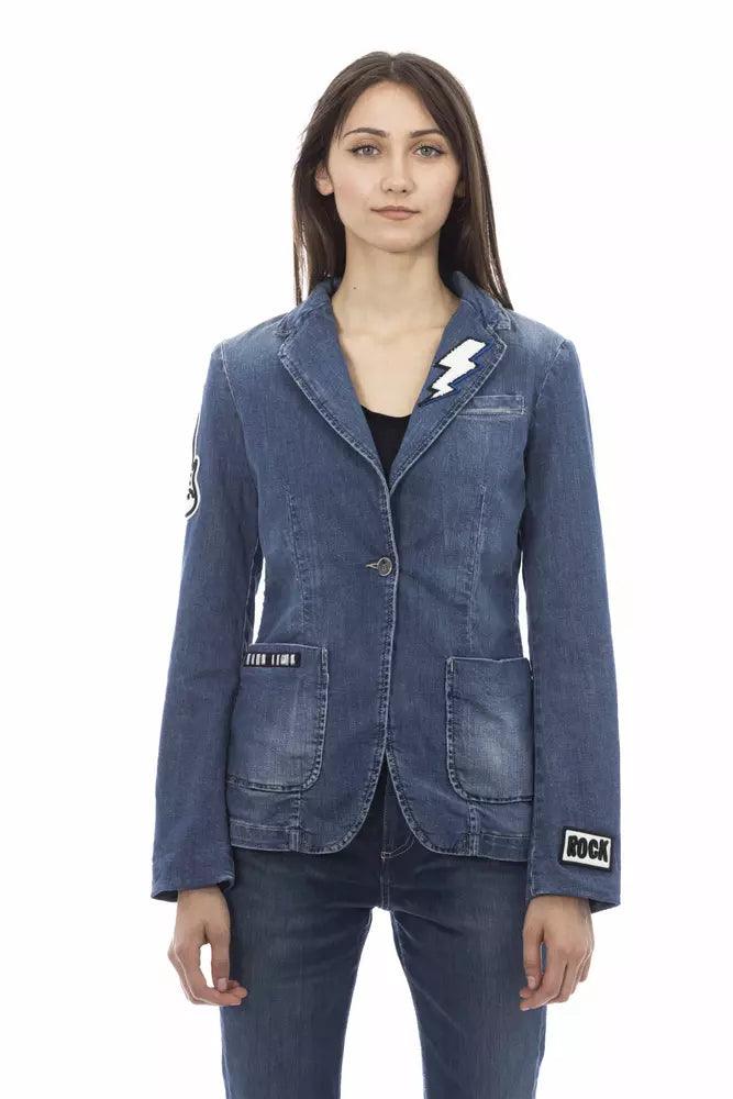 Baldinini Trend Blue Cotton Women Jacket - Arichezz.store