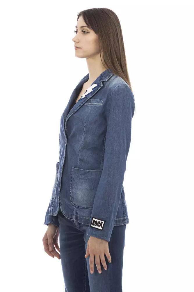 Baldinini Trend Blue Cotton Women Jacket - Arichezz.store