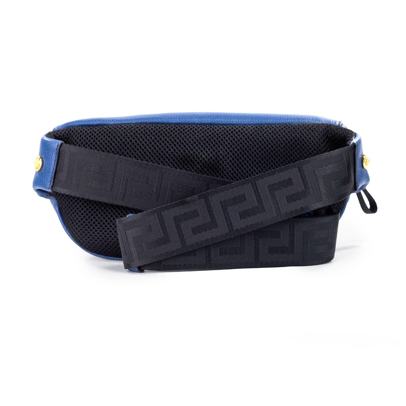 Versace Small Navy Calf Leather Medusa Pendant Fanny Waist Pack Belt Bag - Arichezz.store