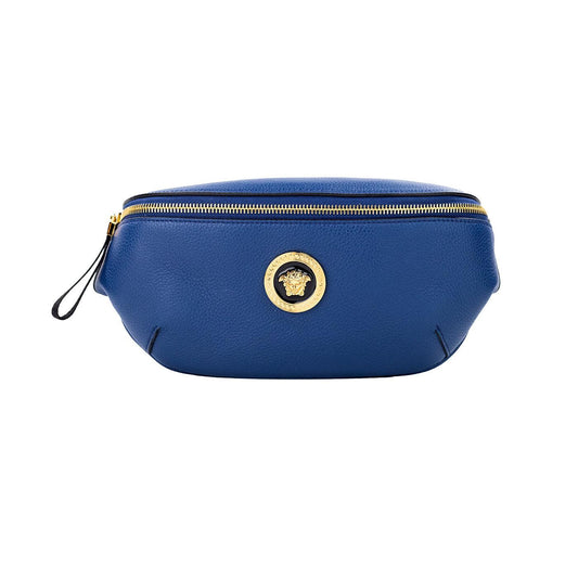 Versace Small Navy Calf Leather Medusa Pendant Fanny Waist Pack Belt Bag - Arichezz.store