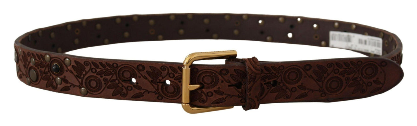 Dolce & Gabbana Elegant Leather Belt with Engraved Buckle - Arichezz.store