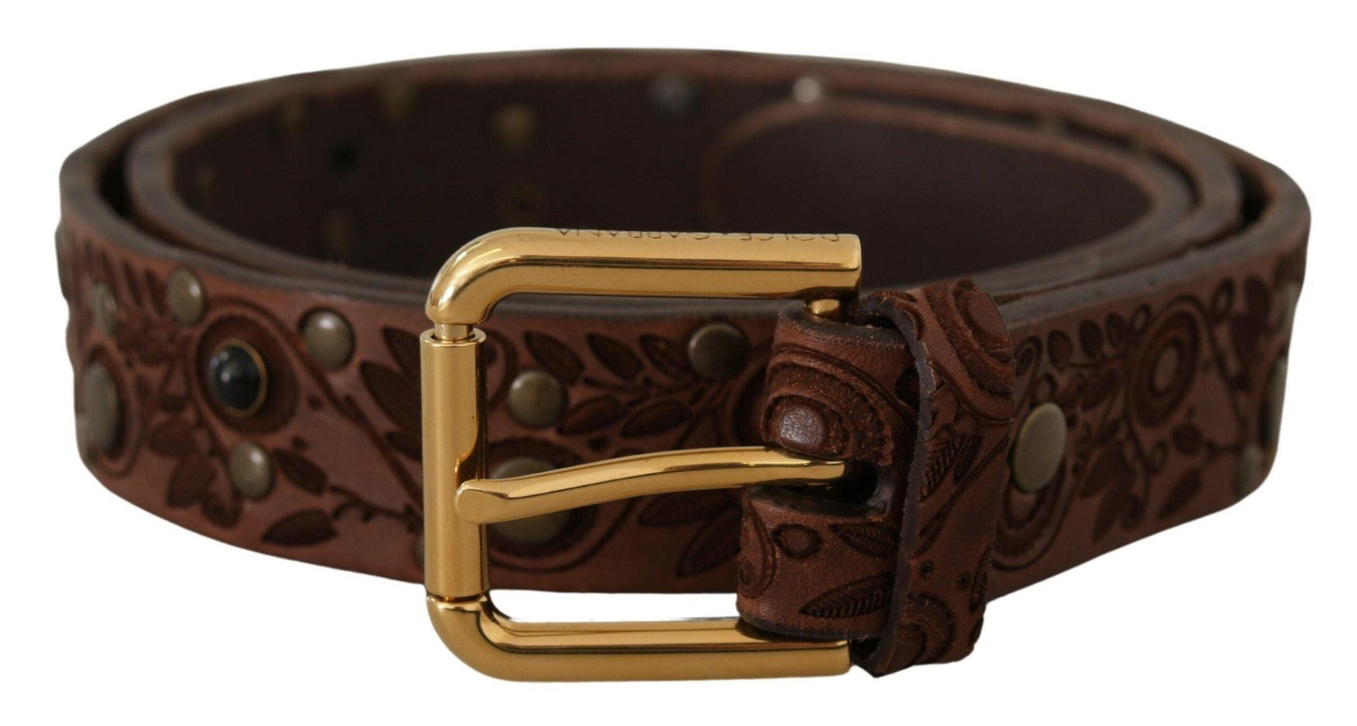 Dolce & Gabbana Elegant Leather Belt with Engraved Buckle - Arichezz.store