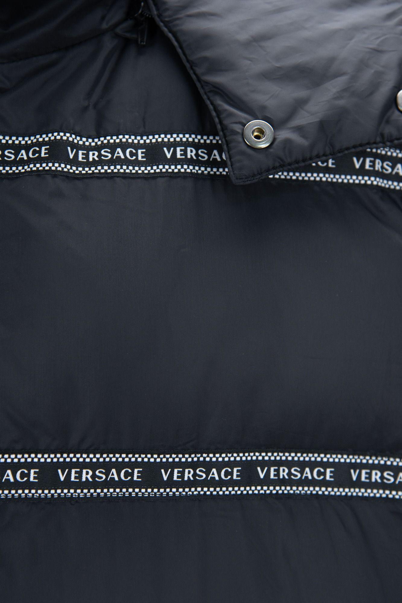 Versace Elegant Black Logo Band Vest with Detachable Hood - Arichezz.store