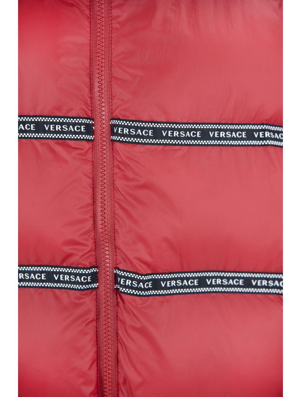 Elegant Red Versace Logo Vest with Detachable Hood - Arichezz.store