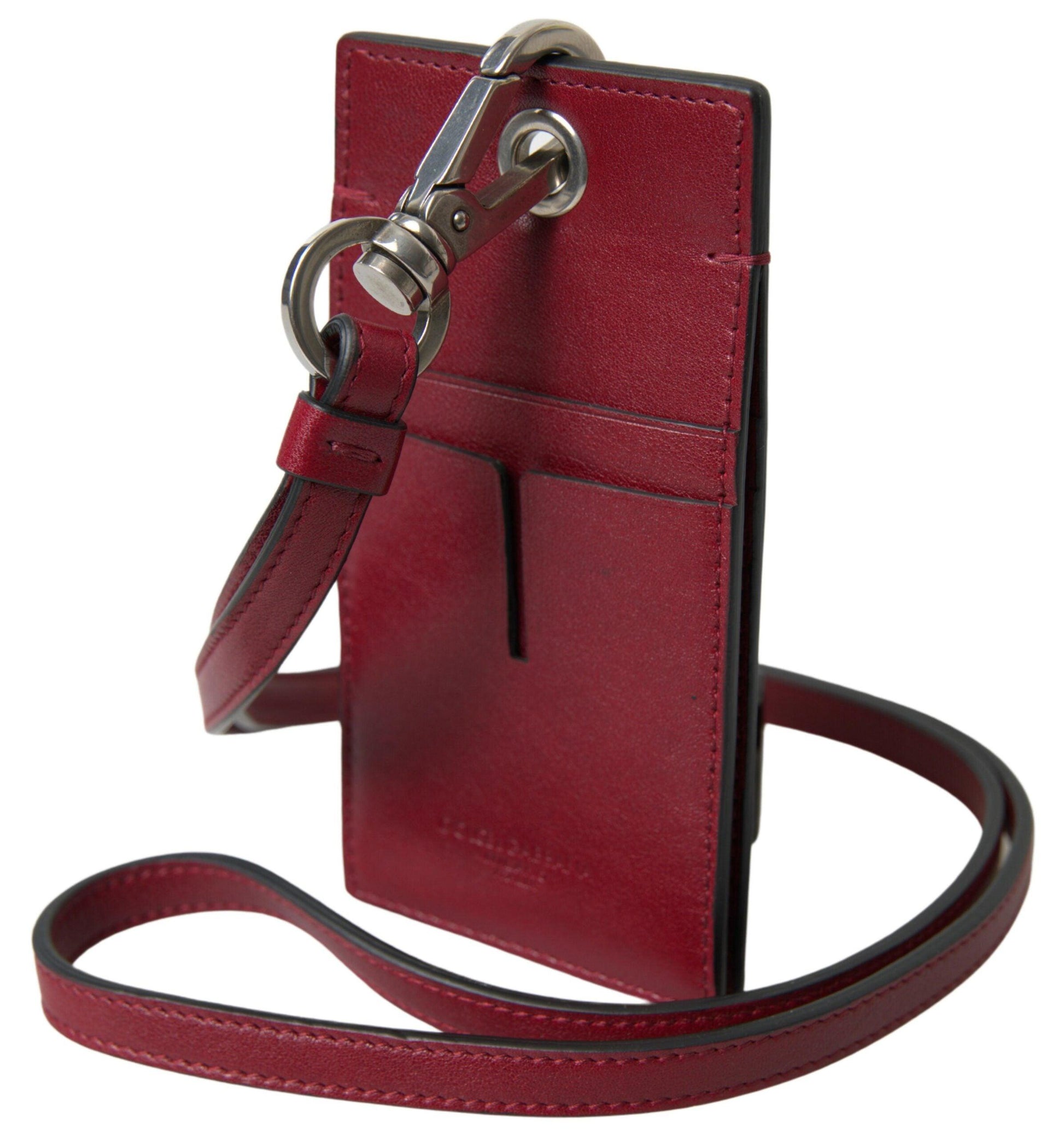 Dolce & Gabbana Elegant Red Leather Cardholder with Lanyard - Arichezz.store