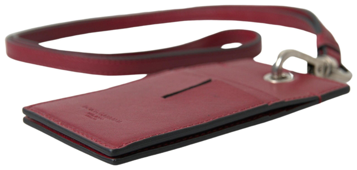 Dolce & Gabbana Elegant Red Leather Cardholder with Lanyard - Arichezz.store