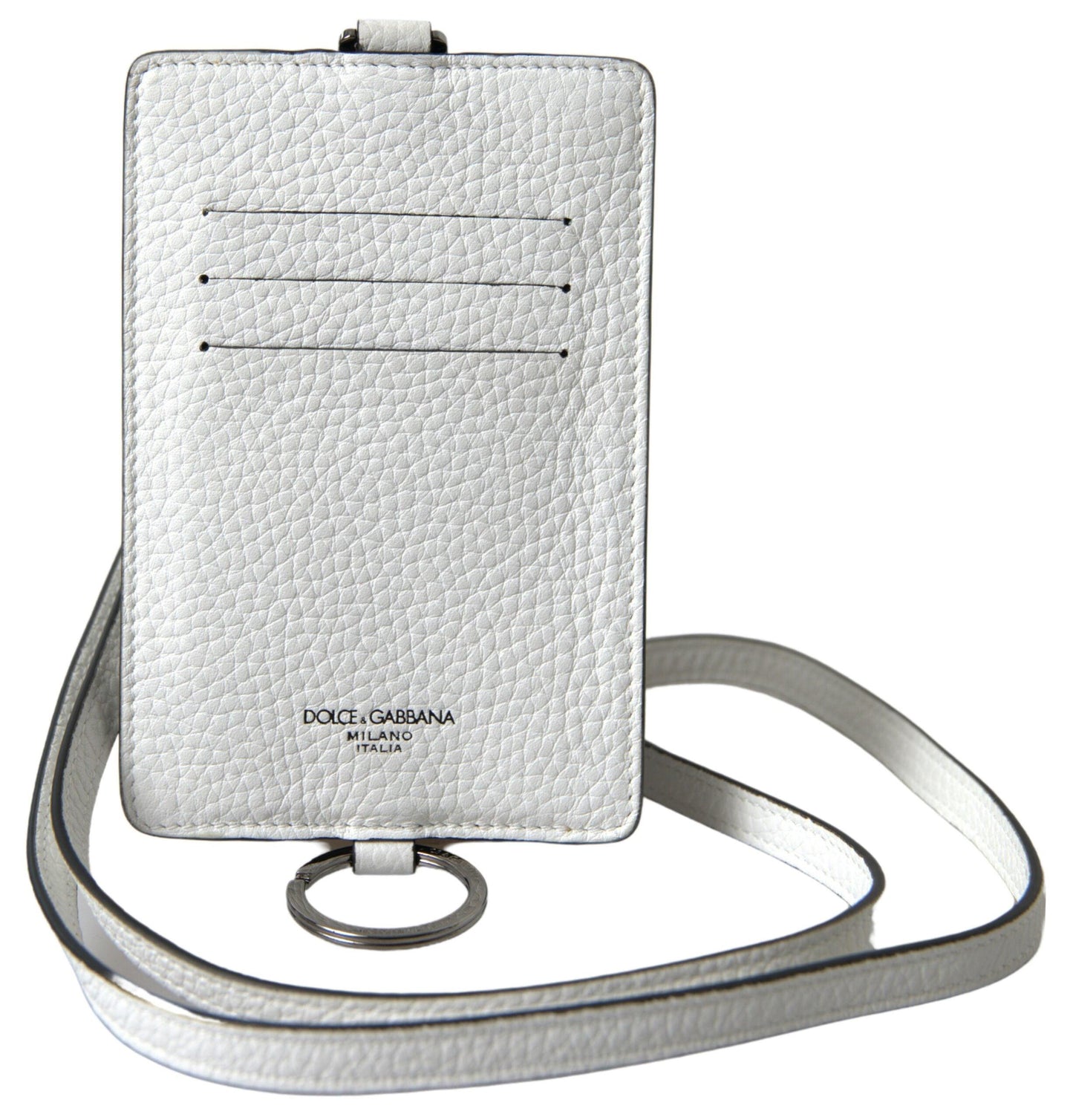 Dolce & Gabbana Elegant White Leather Cardholder Lanyard - Arichezz.store