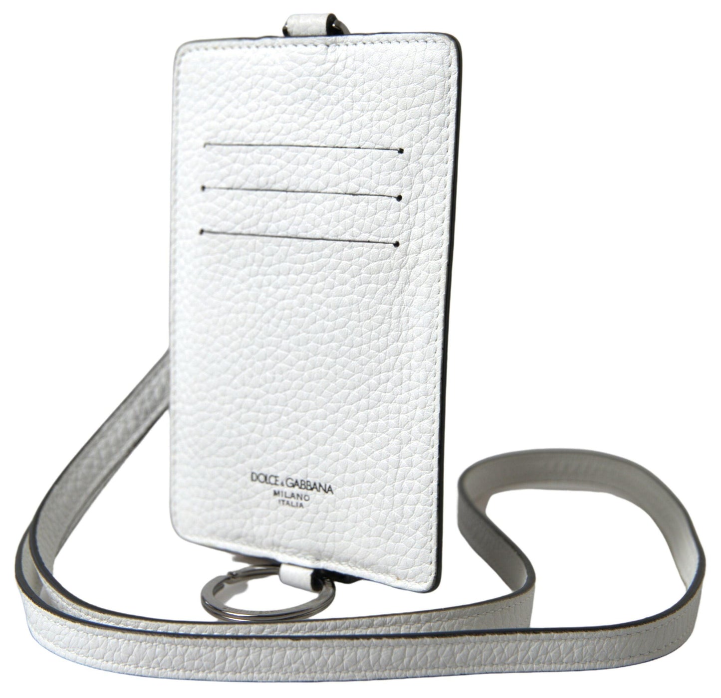 Dolce & Gabbana Elegant White Leather Cardholder Lanyard - Arichezz.store