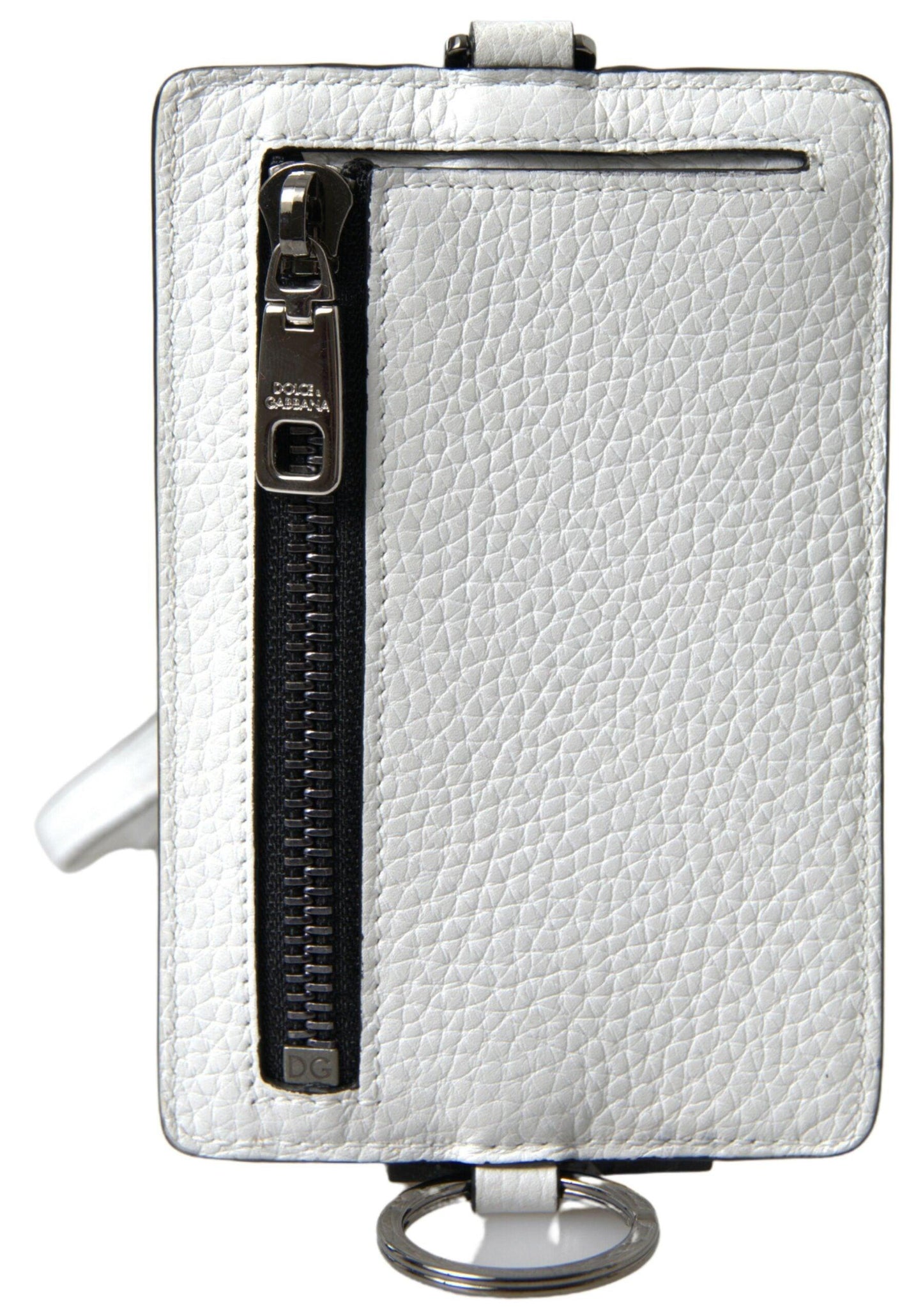 Dolce & Gabbana Elegant White Leather Cardholder Lanyard - Arichezz.store