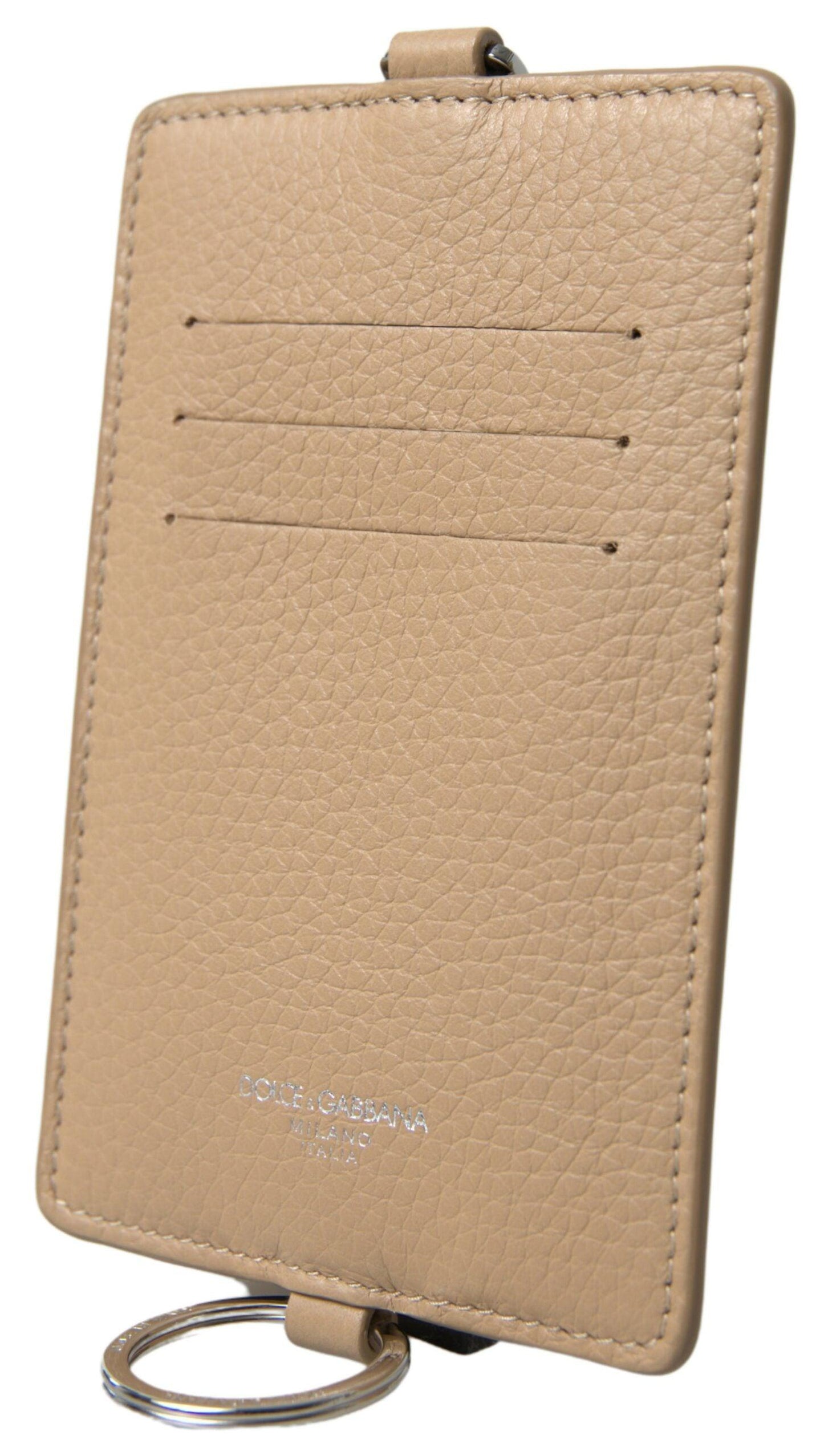 Dolce & Gabbana Elegant Beige Leather Cardholder Wallet - Arichezz.store