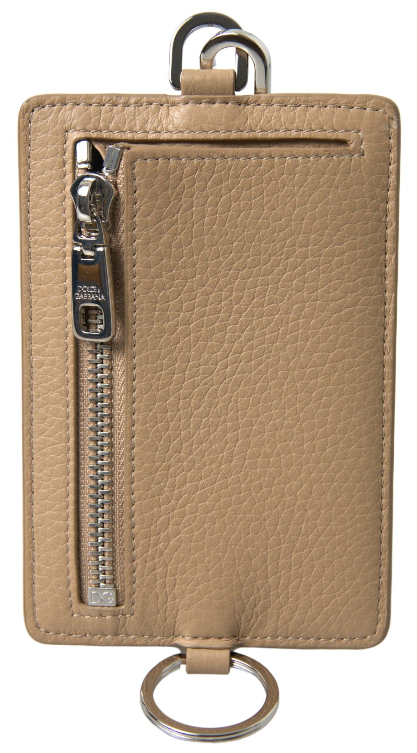 Dolce & Gabbana Elegant Beige Leather Cardholder Wallet - Arichezz.store