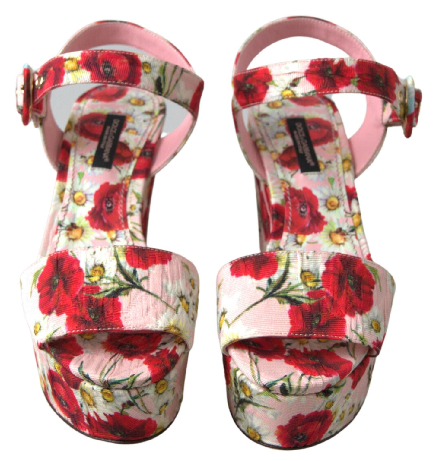 Dolce & Gabbana Floral Ankle Strap Wedge Sandals - Arichezz.store