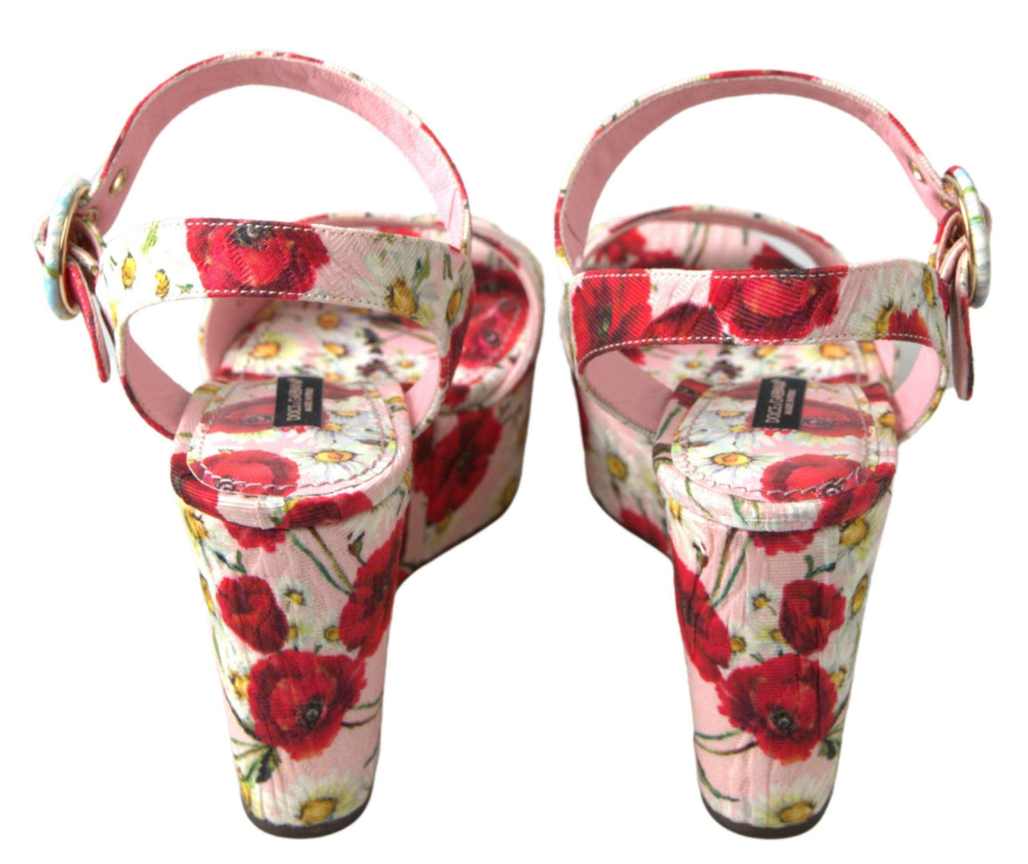 Dolce & Gabbana Floral Ankle Strap Wedge Sandals - Arichezz.store