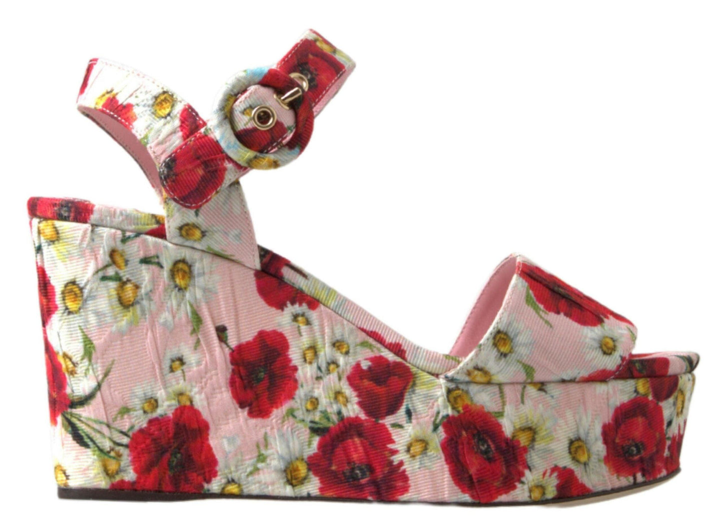 Dolce & Gabbana Floral Ankle Strap Wedge Sandals - Arichezz.store