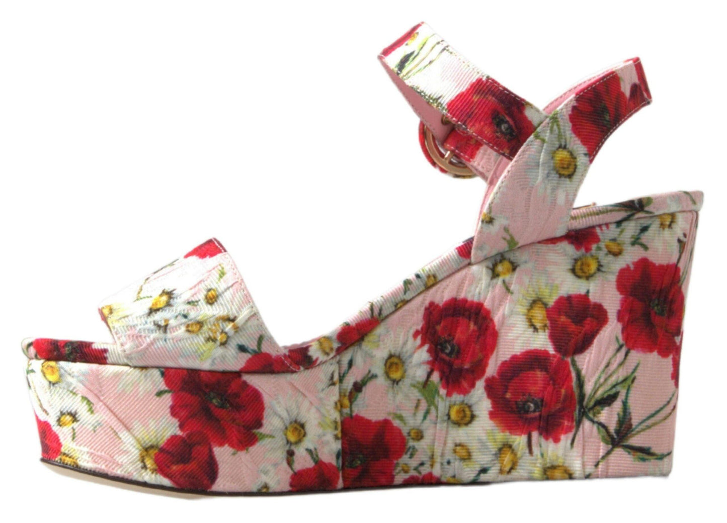 Dolce & Gabbana Floral Ankle Strap Wedge Sandals - Arichezz.store