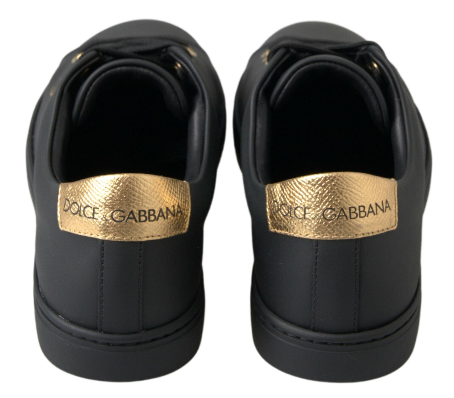 Dolce & Gabbana Black Gold Leather Classic Sneakers - Arichezz.store