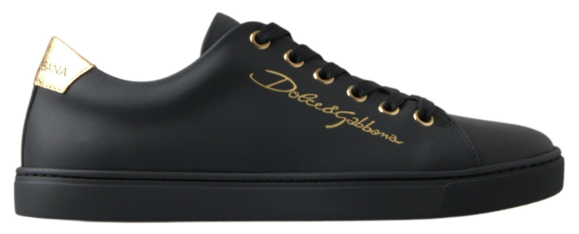 Dolce & Gabbana Black Gold Leather Classic Sneakers - Arichezz.store