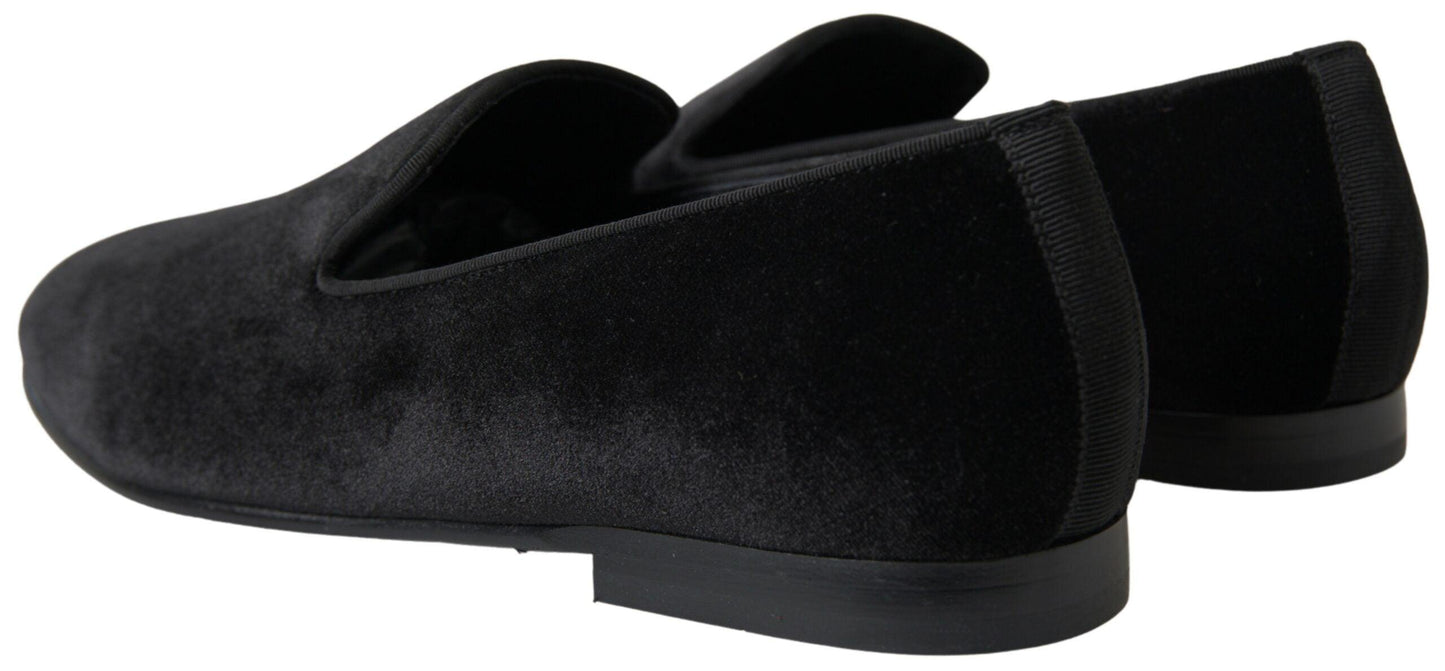 Dolce & Gabbana Elegant Velvet Black Loafers for Men - Arichezz.store