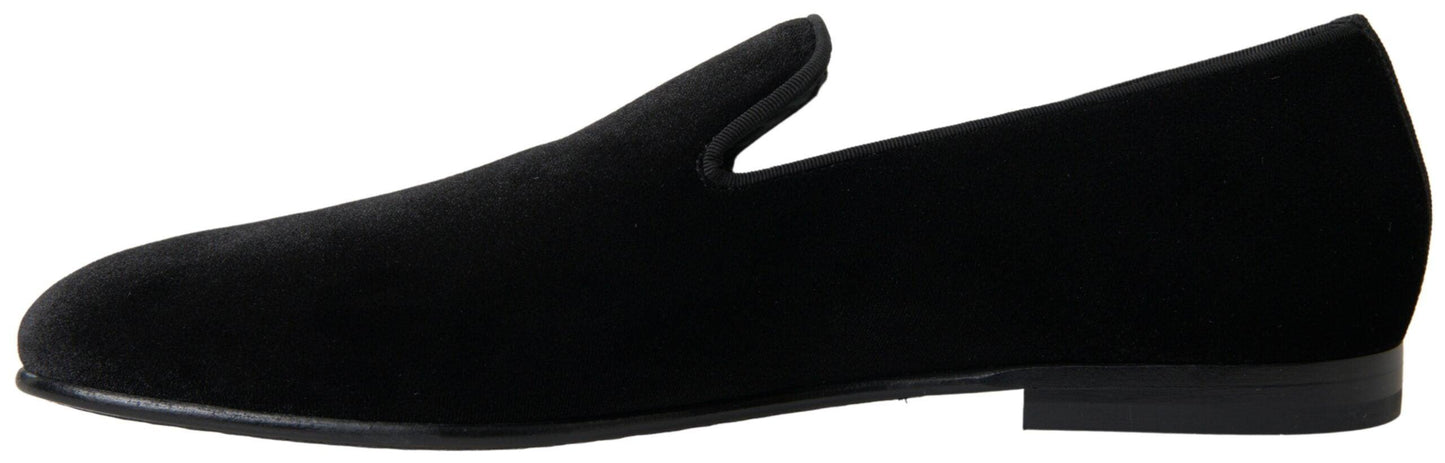 Dolce & Gabbana Elegant Velvet Black Loafers for Men - Arichezz.store