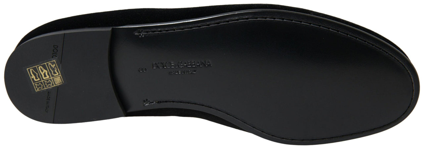 Dolce & Gabbana Elegant Velvet Black Loafers for Men - Arichezz.store