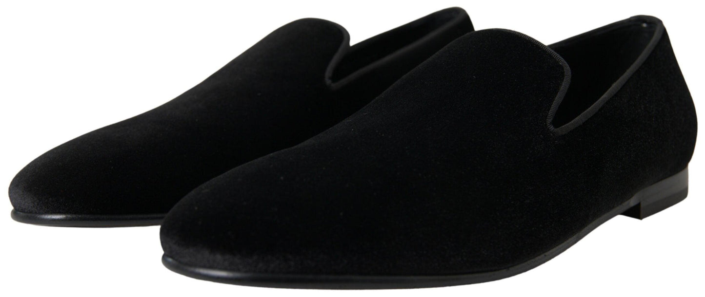 Dolce & Gabbana Elegant Velvet Black Loafers for Men - Arichezz.store