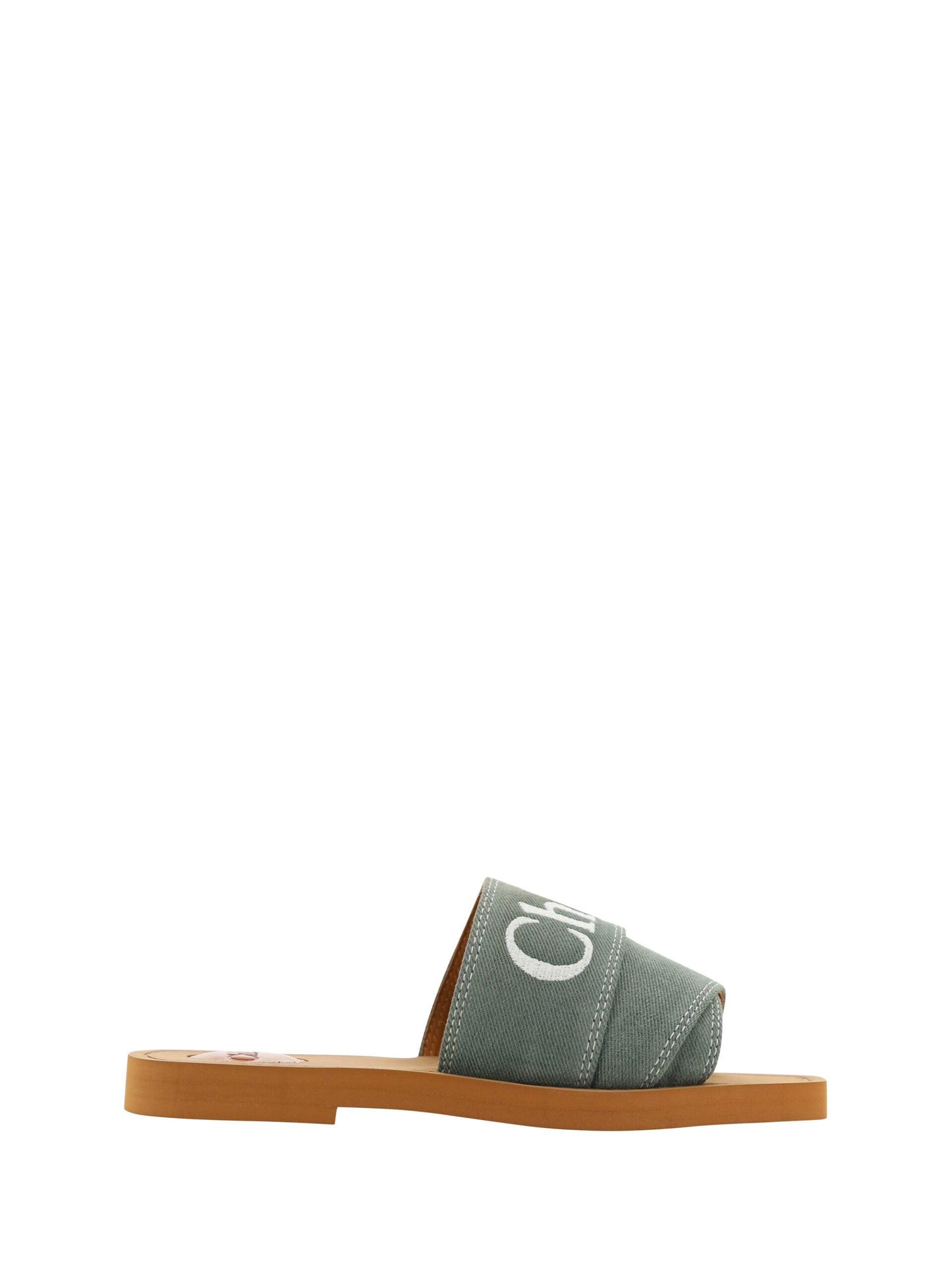 Chloé Elegant Forest Green Cotton Slides - Arichezz.store