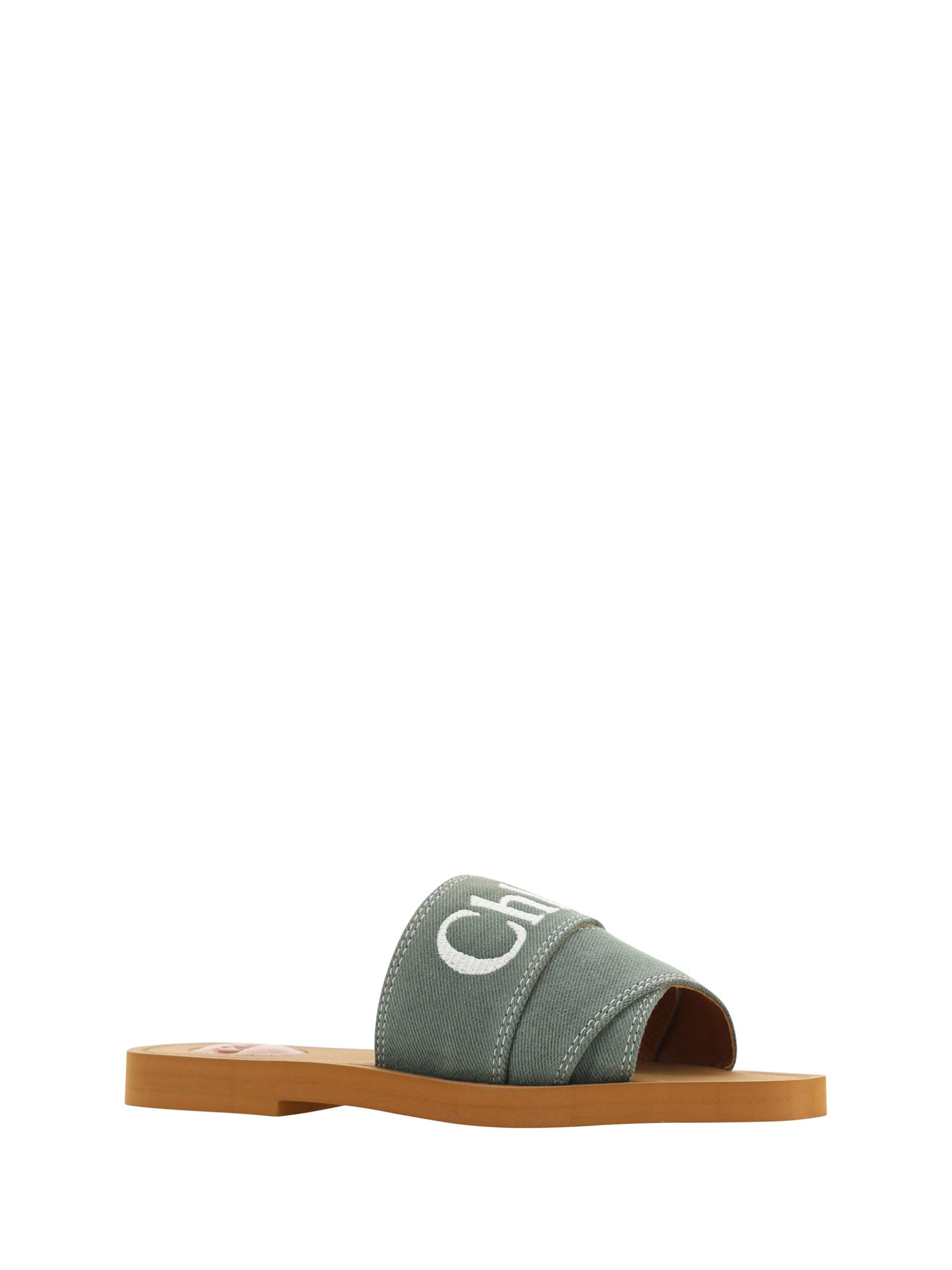 Chloé Elegant Forest Green Cotton Slides - Arichezz.store