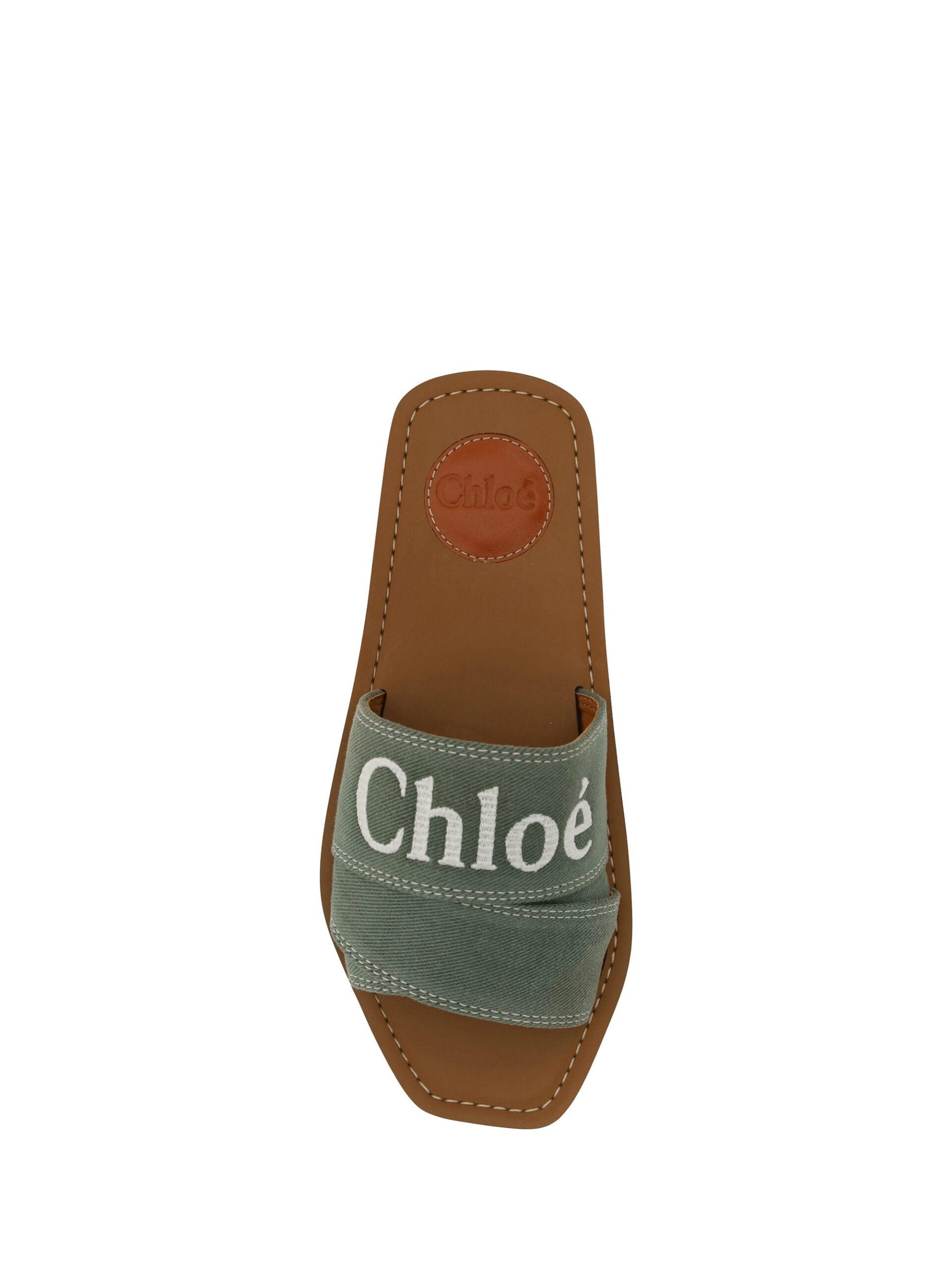 Chloé Elegant Forest Green Cotton Slides - Arichezz.store