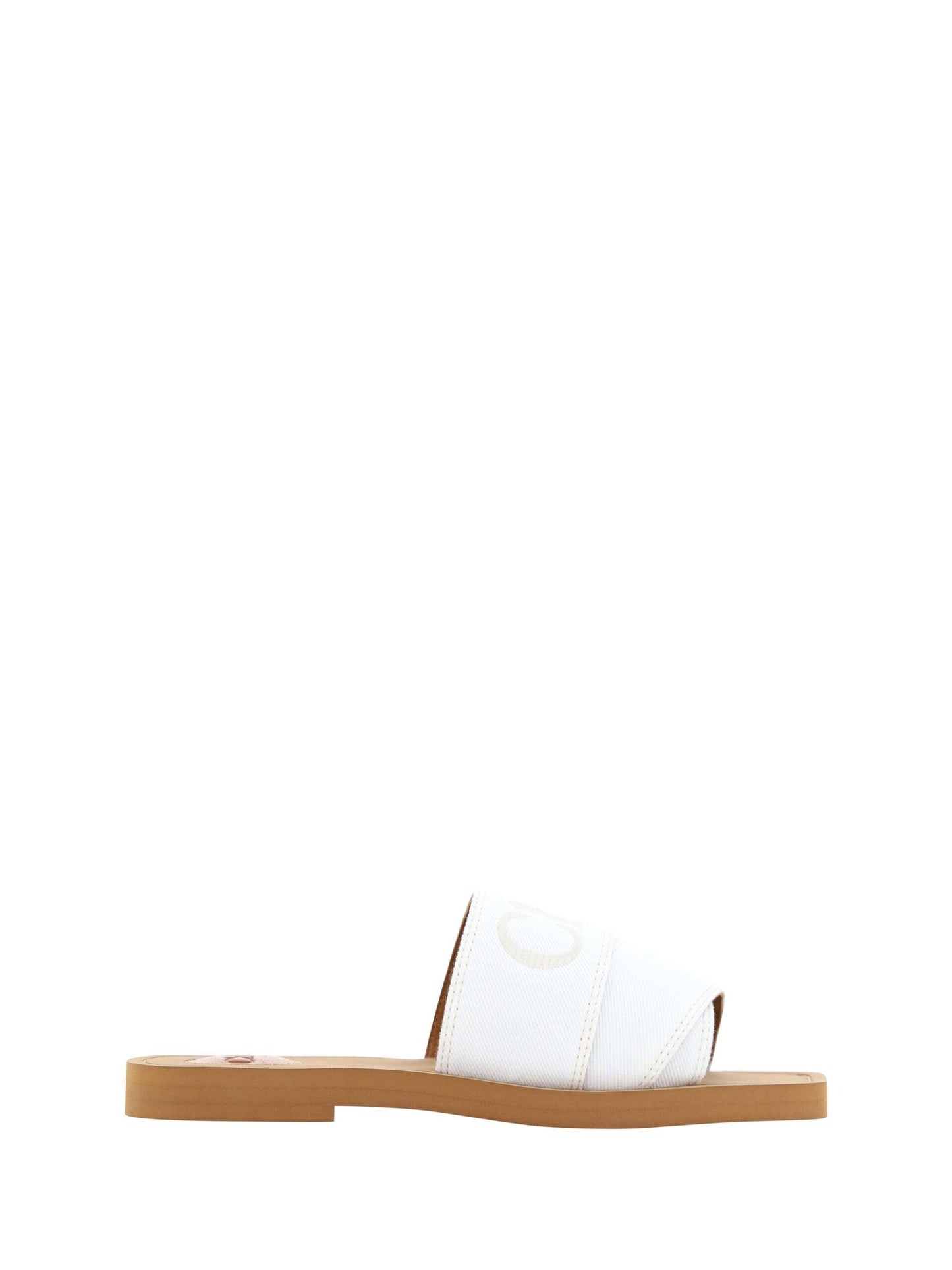 Chloé Elegant White Cotton Slide Sandals - Arichezz.store