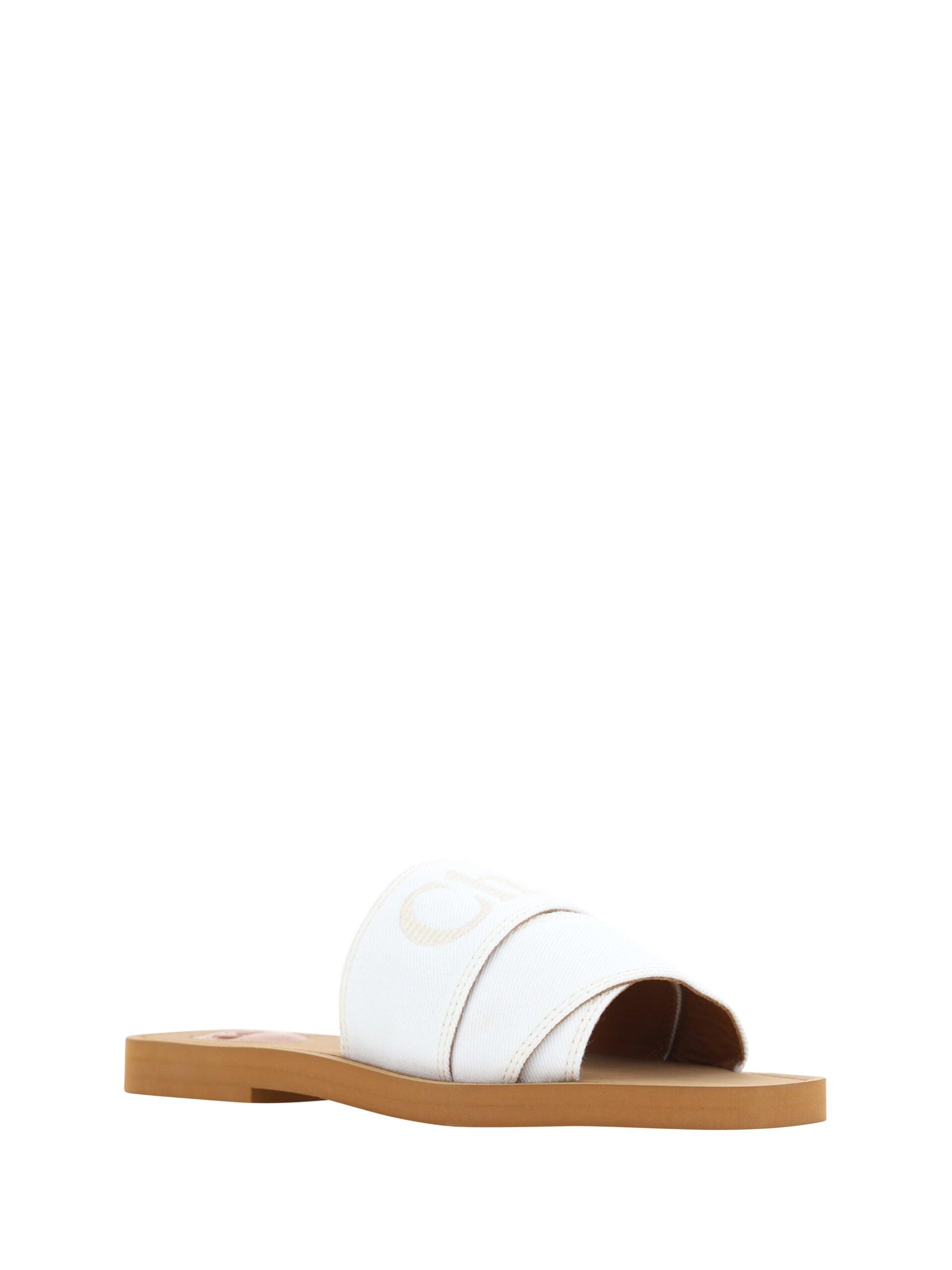 Chloé Elegant White Cotton Slide Sandals - Arichezz.store