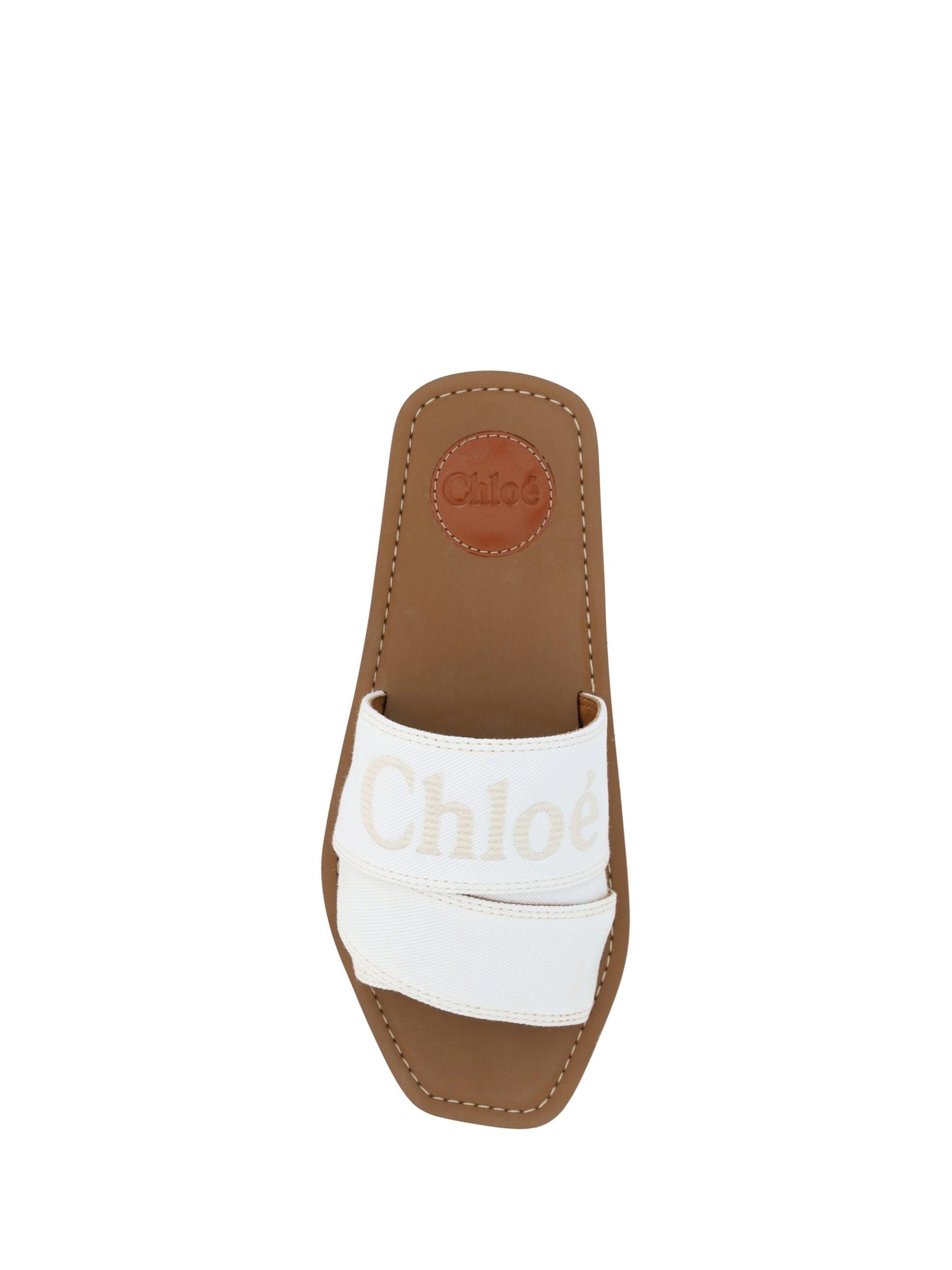 Chloé Elegant White Cotton Slide Sandals - Arichezz.store