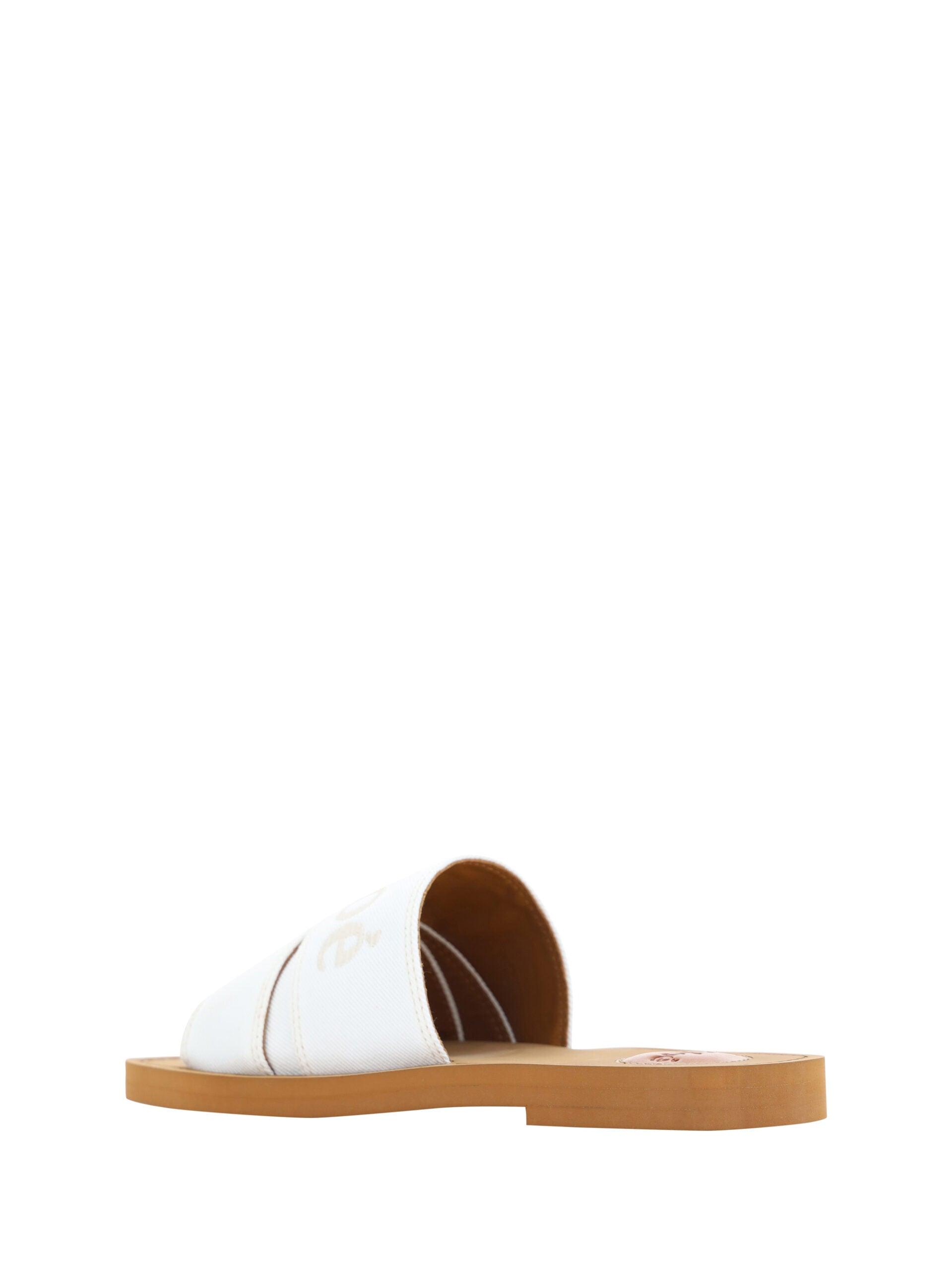 Chloé Elegant White Cotton Slide Sandals - Arichezz.store