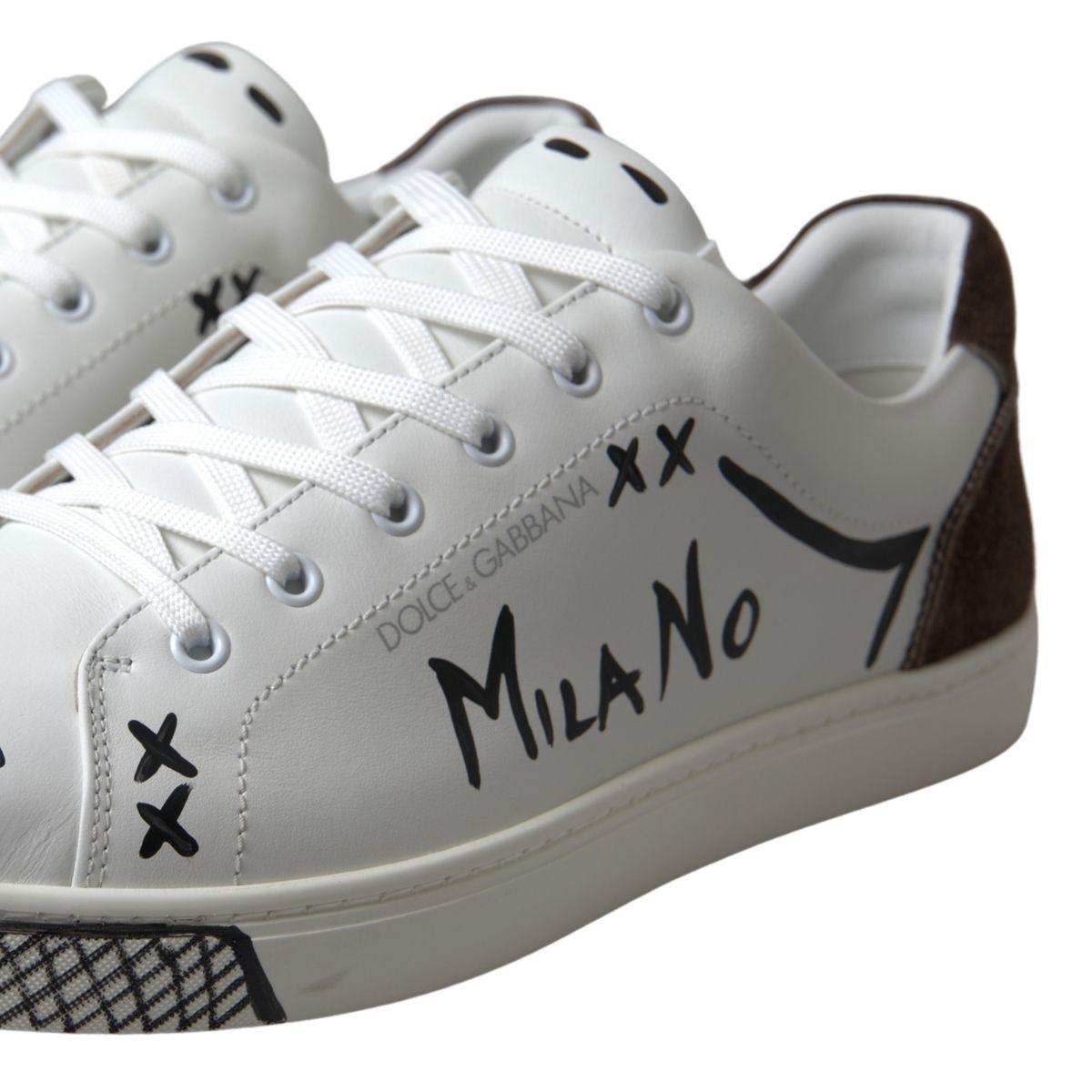 Dolce & Gabbana Sleek White Leather Casual Sneakers - Arichezz.store