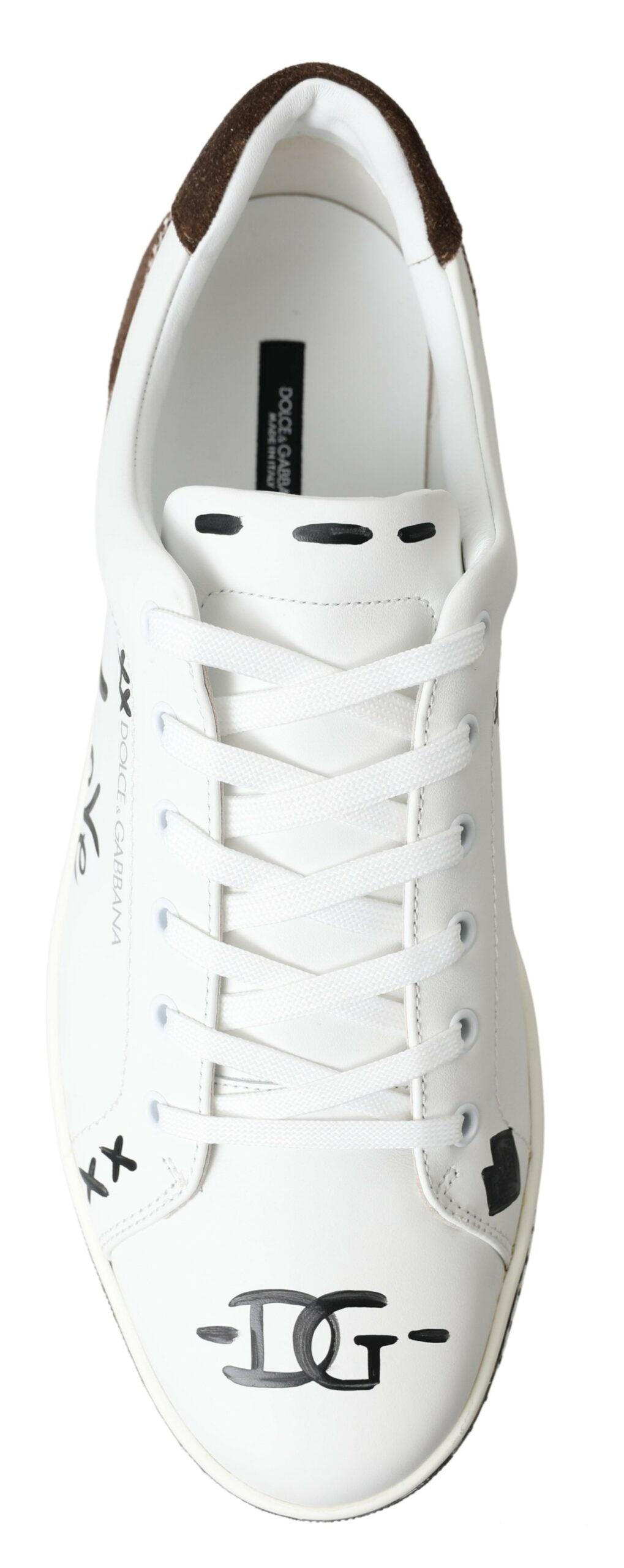 Dolce & Gabbana Sleek White Leather Casual Sneakers - Arichezz.store