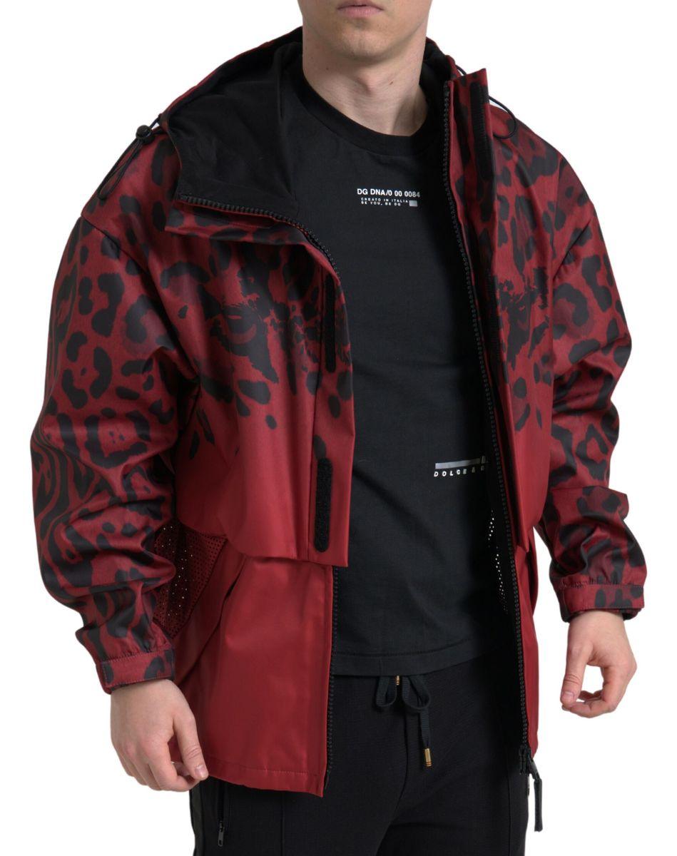 Dolce & Gabbana Radiant Red Leopard Print Hooded Jacket - Arichezz.store