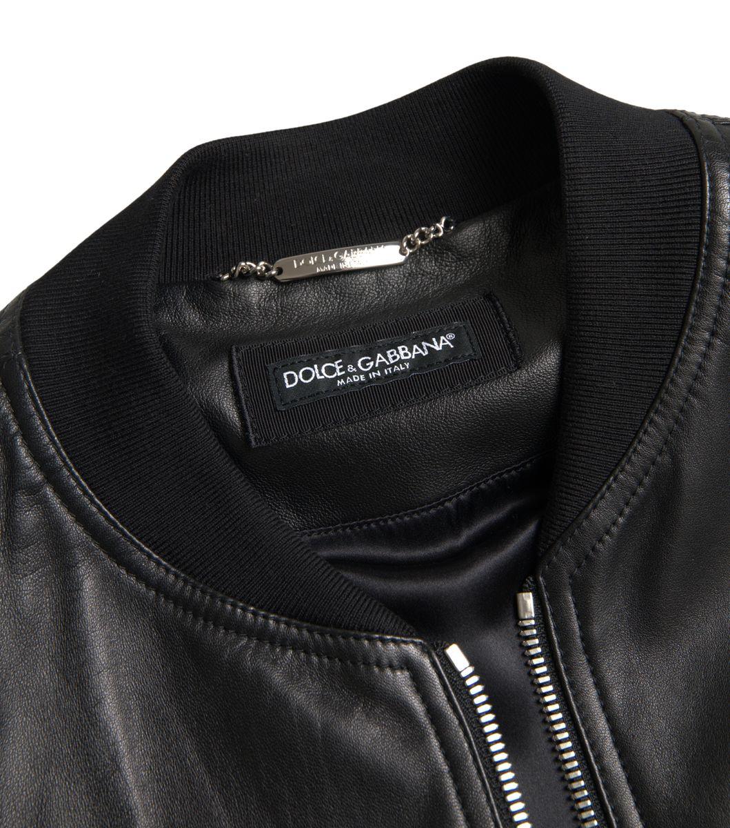 Dolce & Gabbana Elegant Black Leather Bomber Jacket - Arichezz.store