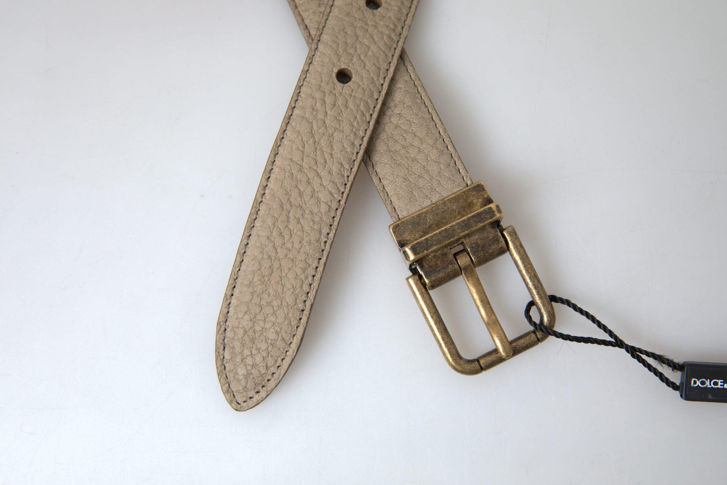 Dolce & Gabbana Elegant Beige Leather Belt with Metal Buckle - Arichezz.store