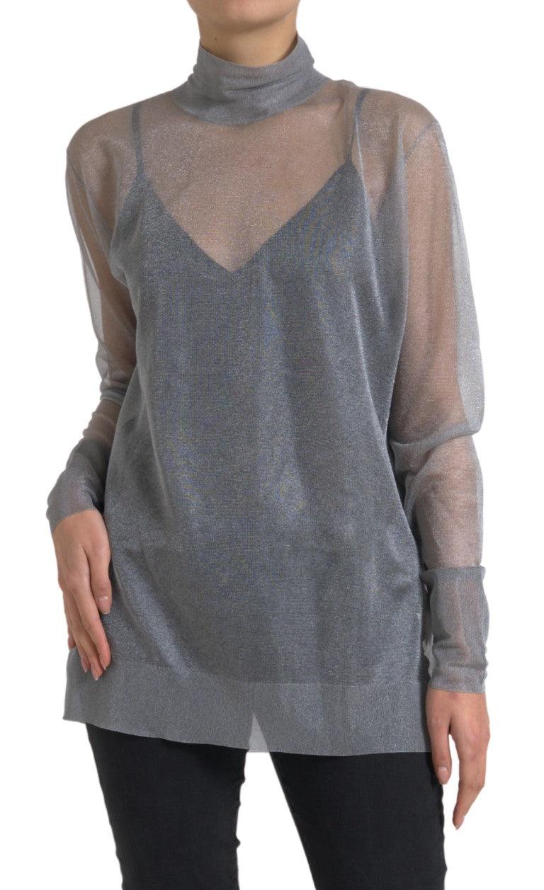 Dolce & Gabbana Elegant Gray Long Sleeve Mesh Top - Arichezz.store