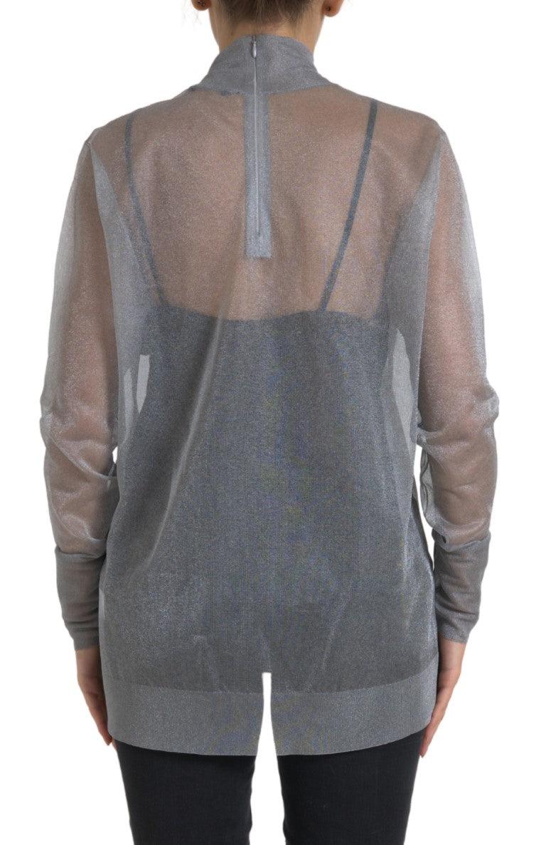 Dolce & Gabbana Elegant Gray Long Sleeve Mesh Top - Arichezz.store