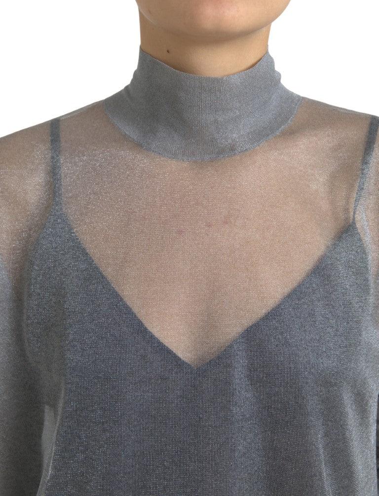 Dolce & Gabbana Elegant Gray Long Sleeve Mesh Top - Arichezz.store