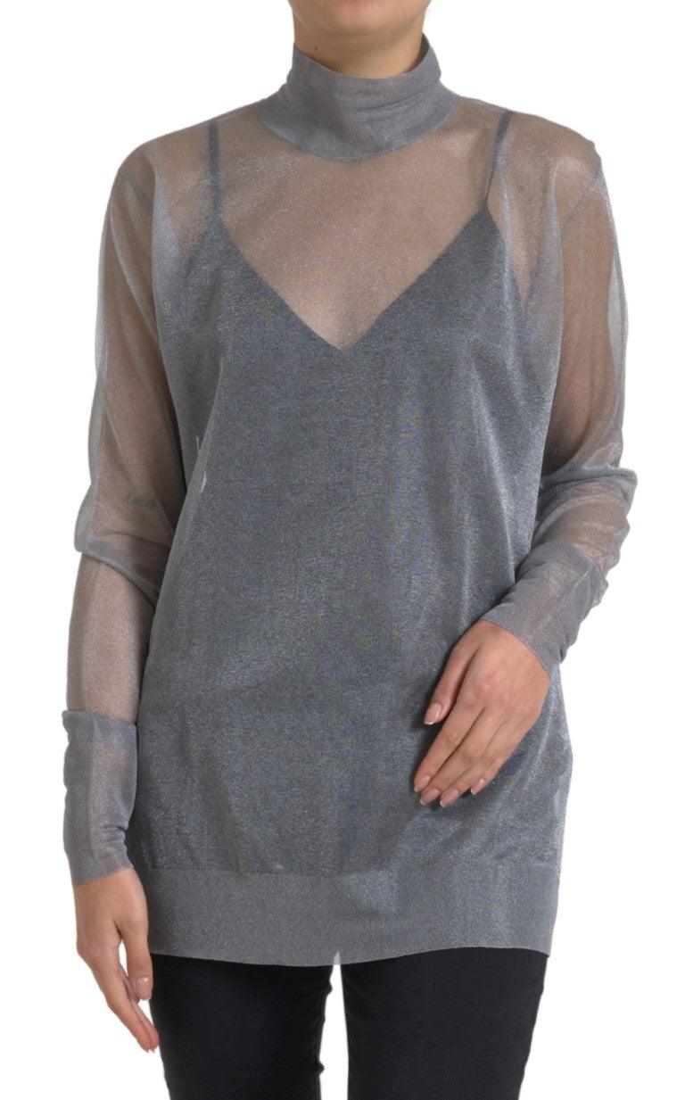 Dolce & Gabbana Elegant Gray Long Sleeve Mesh Top - Arichezz.store