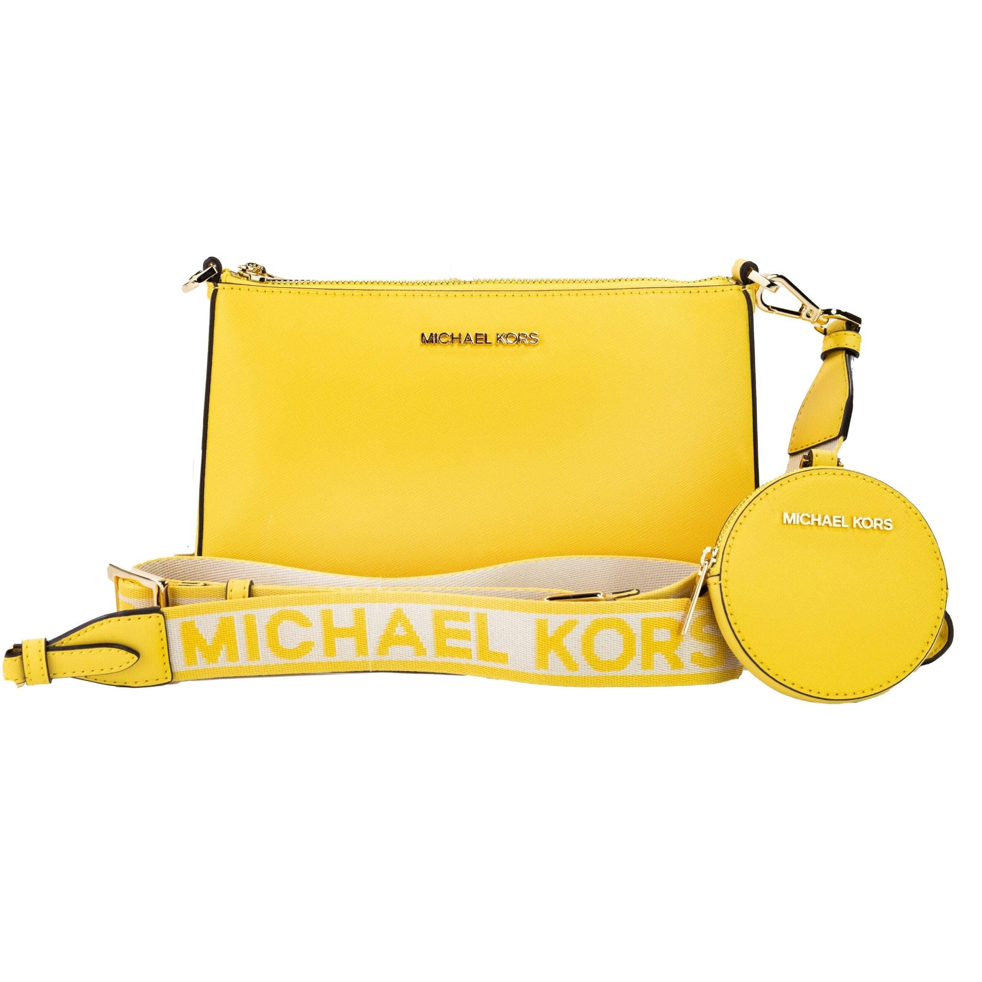 Michael Kors Jet Set Daffodil Vegan Crossbody Tech Attachment Bag Purse - Arichezz.store