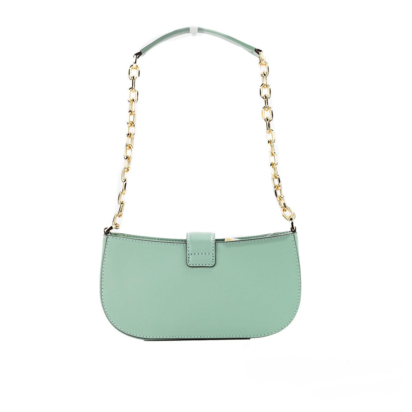 Michael Kors Carmen Small Sea Green Leather Pouchette Shoulder Crossbody Purse - Arichezz.store