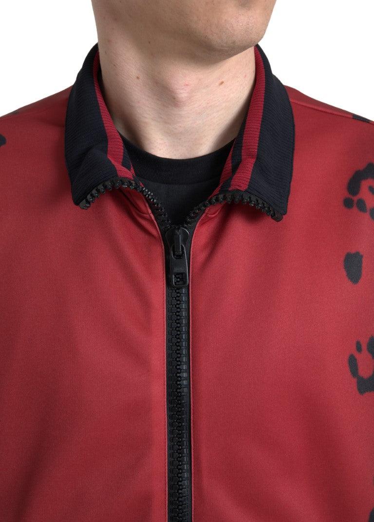 Dolce & Gabbana Red Leopard Print Bomber Jacket - Arichezz.store