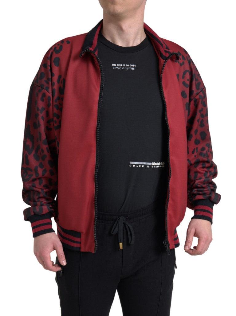 Dolce & Gabbana Red Leopard Print Bomber Jacket - Arichezz.store