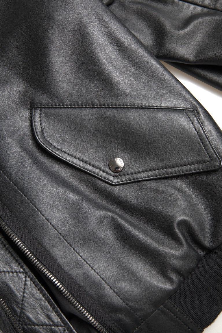 Dolce & Gabbana Elegant Black Leather Bomber Jacket - Arichezz.store