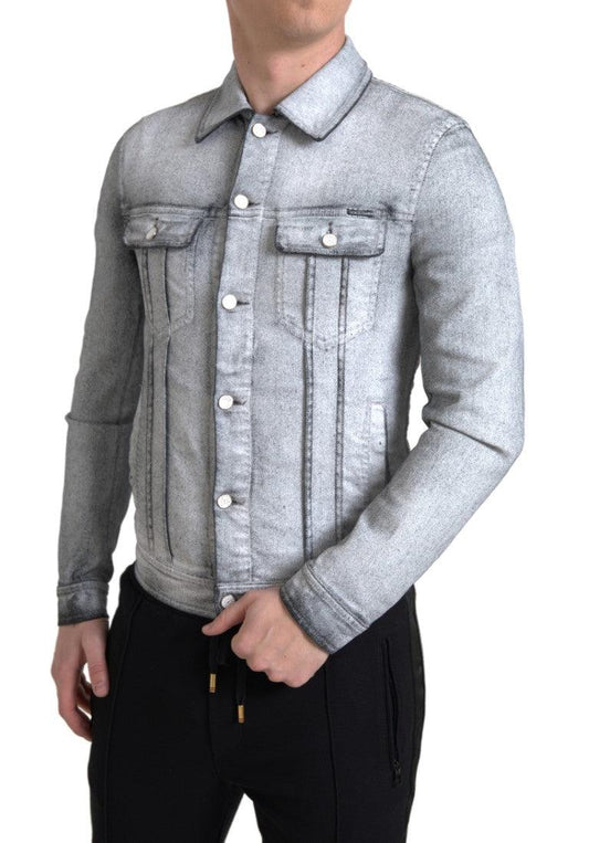 Dolce & Gabbana Elegant Gray Cotton Stretch Denim Jacket - Arichezz.store