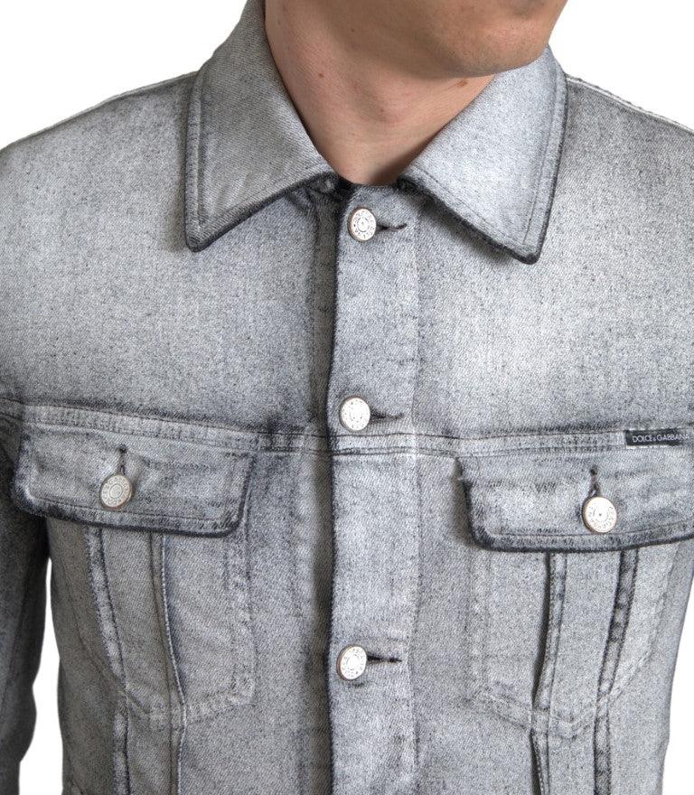 Dolce & Gabbana Elegant Gray Cotton Stretch Denim Jacket - Arichezz.store