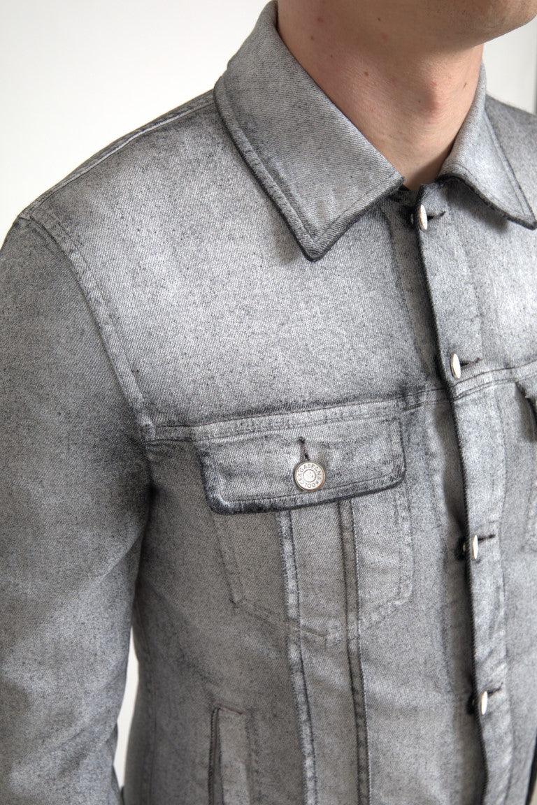 Dolce & Gabbana Elegant Gray Cotton Stretch Denim Jacket - Arichezz.store