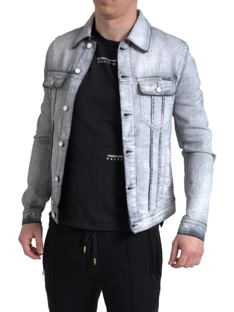 Dolce & Gabbana Elegant Gray Cotton Stretch Denim Jacket - Arichezz.store